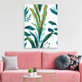 Evergreen Oasis: naadloos bladpatroon Canvas Afdruk (Insitu (Woonkamer))