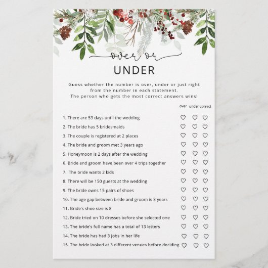 Evergreen over of onder vrijgezellenfeest game (Voorkant)