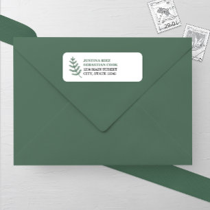 Evergreen Pine Branch Bruiloft Retouradres Etiket