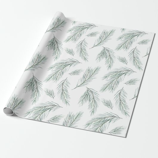 Evergreen Pine Branch Pattern Cadeaupapier (Uitgerold)