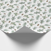 Evergreen Pine Branches en Pinecone Kerstmis Cadeaupapier (Hoek)