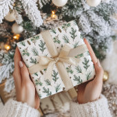 Evergreen Pine Branches en Pinecone Kerstmis Cadeaupapier