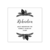 evergreen pine cone border custom return adres rubberstempel (Afrduk)