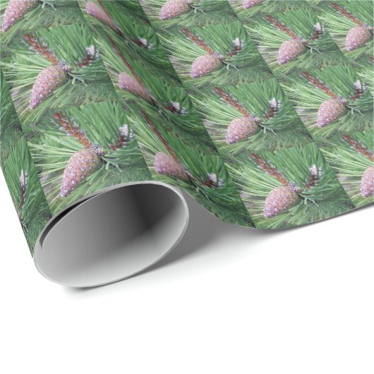 Evergreen Pine Cone Pattern Holiday Cadeaupapier (Rol Hoek)