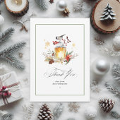 Evergreen Pine en Holly Winter Wedding Bedankkaart