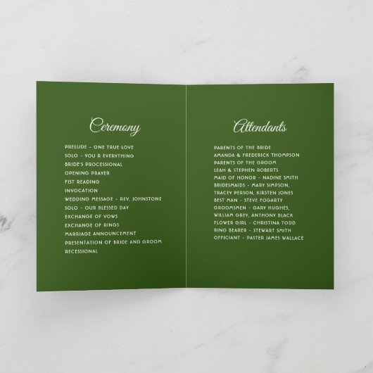 Evergreen Pine en Spruce Winter Wedding Charm Programma (Binnen)