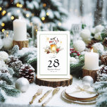 Evergreen Pine en Spruce Winter Wedding Kaart<br><div class="desc">Leid uw gasten naar hun zitplaatsen met deze prachtig ontworpen tafelkaart, met weelderige dennen, sparren en waterverf hulst met rode bessen. Ideaal voor kerst- of winterbruiloften, dit ontwerp brengt een rustieke houtcharme naar uw feest. De elegante balans tussen feestelijk groen en op natuur geïnspireerde elementen maakt deze tafelkaart een perfecte...</div>