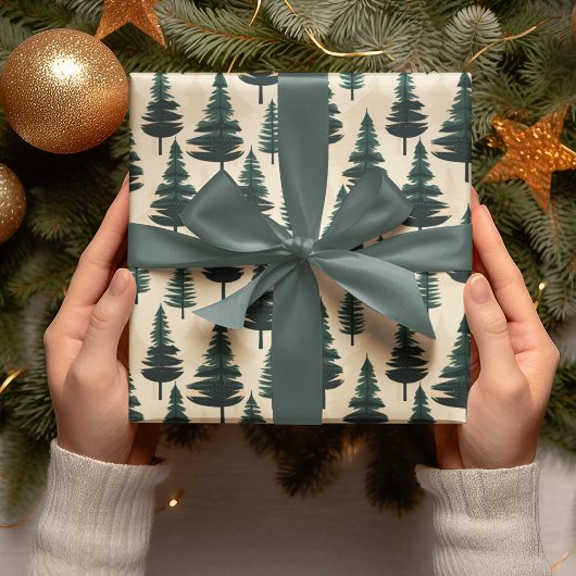 Evergreen  Pine in donkergroen en beige Cadeaupapier
