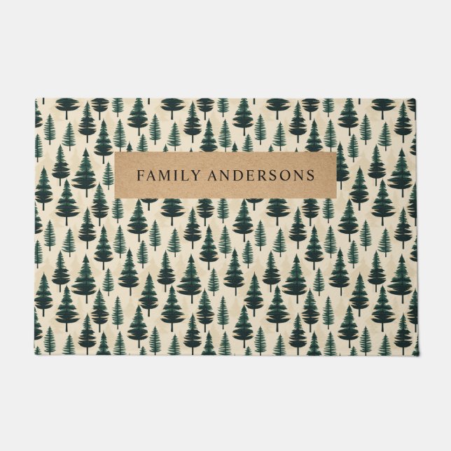 Evergreen  Pine in donkergroen en beige Deurmat (Voorkant)