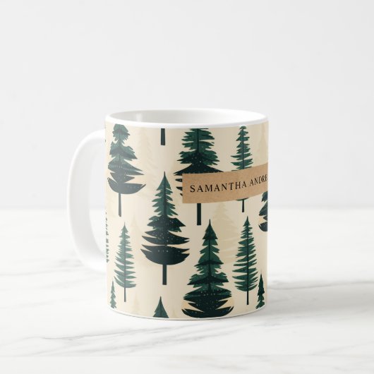 Evergreen  Pine in donkergroen en beige Koffiemok (Voorkant links)