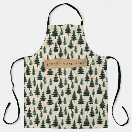 Evergreen  Pine in donkergroen en beige Schort (Voorkant)