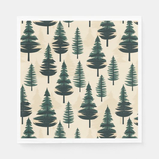 Evergreen  Pine in donkergroen en beige Servet (Voorkant)