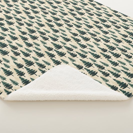 Evergreen Pine in donkergroen en beige Sherpa Deken (3/4)