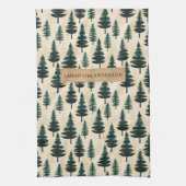 Evergreen  Pine in donkergroen en beige Theedoek (Verticaal)