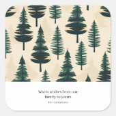 Evergreen  Pine in donkergroen en beige Vierkante Sticker (Voorkant)