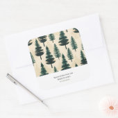 Evergreen  Pine in donkergroen en beige Vierkante Sticker (Envelop)