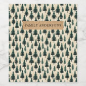 Evergreen  Pine in donkergroen en beige Wijn Etiket (Enkel label)