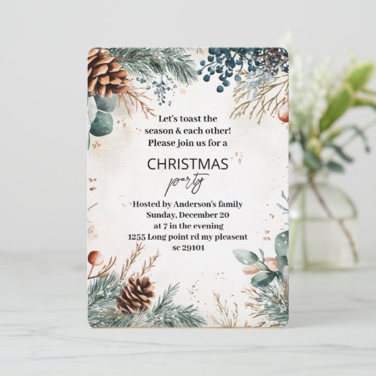 Evergreen Pine kerstfeest Kaart (Staand voorkant)