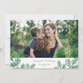 Evergreen Pine Modern Eenvoudige Één FotoKerstmis Feestdagenkaart (Voorkant)