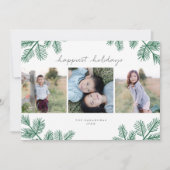 Evergreen Pine Modern Minimal 3 Foto Kerstmis Feestdagenkaart (Voorkant)