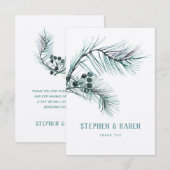 Evergreen Pine naalden Elegante bruiloft Dank u Bedankkaart (Voorkant / Achterkant)