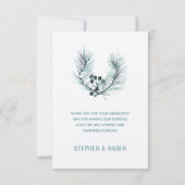 Evergreen Pine naalden Elegante bruiloft Dank u Bedankkaart (Achterkant)