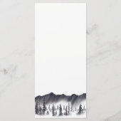 Evergreen Pine Tree Berg Zwart & Wit Bruiloft Menu (Achterkant)