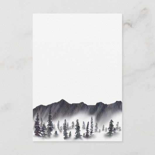Evergreen Pine Tree Mountains Eenvoudige bruiloft Informatiekaartje (Achterkant)