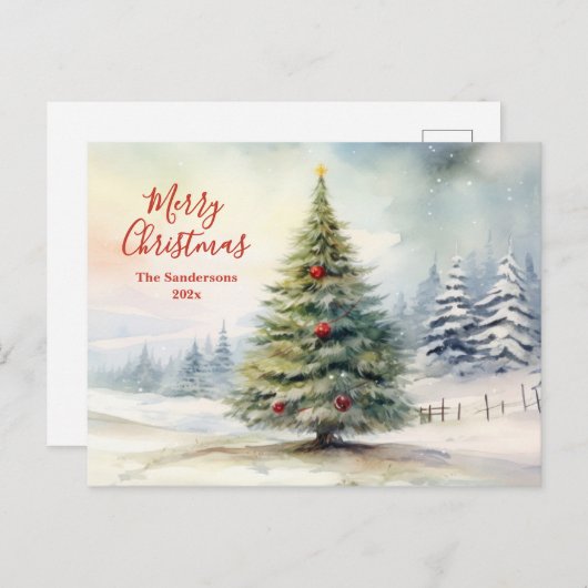Evergreen Pine Tree Vintage Christmas Postcard Feestdagenkaart (Voorkant / Achterkant)