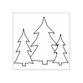 Evergreen Pine Trees Illustratie Lijn Kunst Tekeni Rubberstempel (Afrduk)