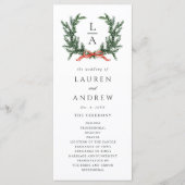 Evergreen Pine Wreath Wedding Ceremony Program Programmakaart (Voorkant)