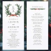 Evergreen Pine Wreath Wedding Ceremony Program Programmakaart