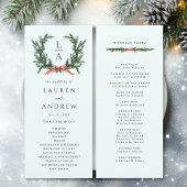 Evergreen Pine Wreath Wedding Mint Green Ceremony Programmakaart