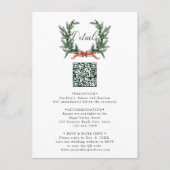 Evergreen Pine Wreath Wedding QR Code Details Informatiekaartje (Voorkant)