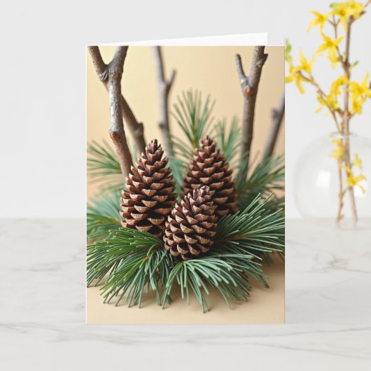 Evergreen Pinecone Card Kaart (Gele Bloem)