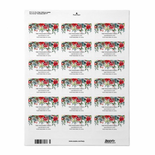 Evergreen Pinecone Floral-kerstadres Etiket (Full Sheet)