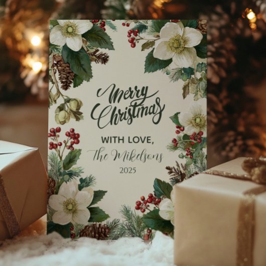 Evergreen Pinecone Holiday Celebration Feestdagenkaart