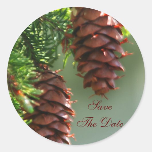 Evergreen Pinecone Sla de datum bruiloft Sticker (Voorkant)