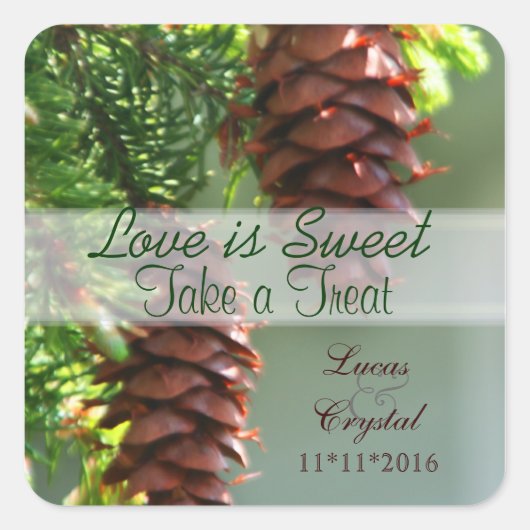 Evergreen Pinecone Snoep Buffet Sticker (Voorkant)