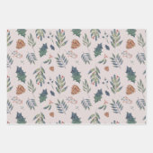 Evergreen Pinecones & Berries Green, White, Red Inpakpapier Vel (Voorkant 3)