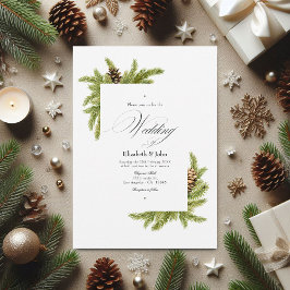 Evergreen Pines Winter Wonderland Wedding QR Code Kaart