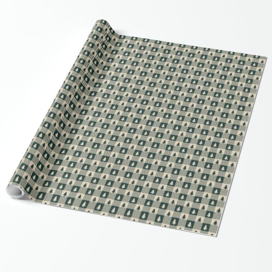 Evergreen plaid cadeaupapier (Uitgerold)