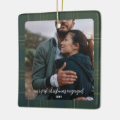 Evergreen Plaid Verloving | Rustic Flannel Tartan Keramisch Ornament (Links)