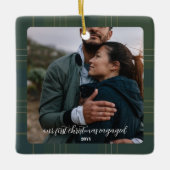 Evergreen Plaid Verloving | Rustic Flannel Tartan Keramisch Ornament (Voorkant)