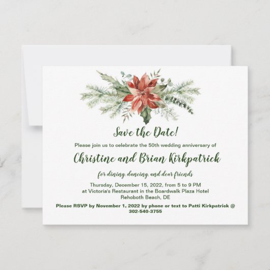 Evergreen Red Poinsettia Kerstmis - Patti K RSVP (Voorkant)