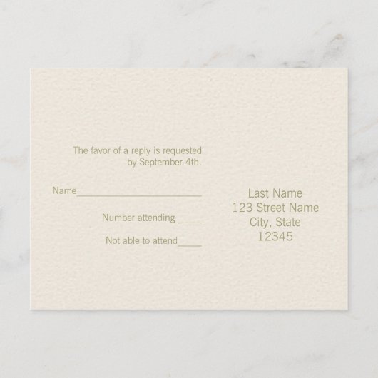 Evergreen RSVP-Briefkaart Uitnodiging Briefkaart (Achterkant)