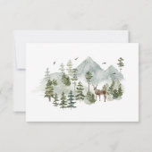 Evergreen Rustic Mountain Forest Bruiloft RSVP Kaa (Achterkant)