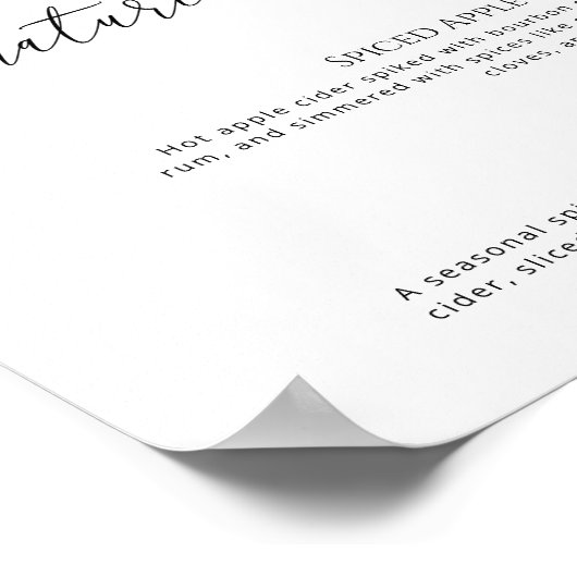 Evergreen Signature drink winterbruiloft Poster (Hoek)