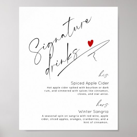 Evergreen Signature drink winterbruiloft Poster (Voorkant)