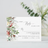 Evergreen sneeuw winter bruiloft maaltijd keuze RS RSVP Kaartje (Staand voorkant)